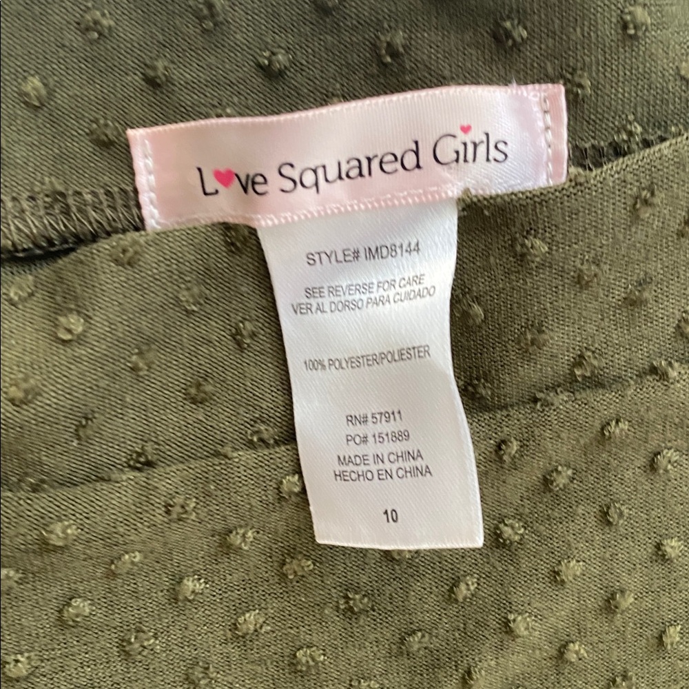 Love Squared Olive Green Casual Kids Dress - Picture 2 of 4